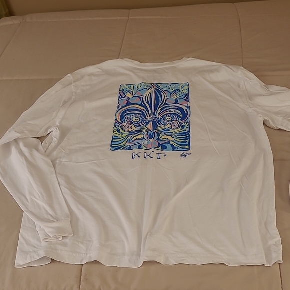 Kappa Kappa Gamma Fleur-de-Lis White Long Sleeve Tee Lauren James Size L - Picture 4 of 4